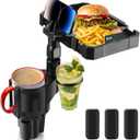 Car Cup Holder Tray - 4 in 1 Drink Holder Expander with Expandable Food Tray Table and 360 Phone Stand for Cars, Adjustable Dual Cups Holders Extender for Drive Road Trip