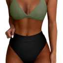 SUUKSESS Women High Waisted High Cut Bikini Set Sexy Triangle Two Piece Swimsuits,M