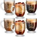 Sliner Set of 6 Christmas Snowflake Glass Coffee Mugs with Handle, 15 oz Clear Irish Footed Coffee Glasses Mugs Winter Holiday for Beverages Latte Hot Chocolate(Christmas Tree)