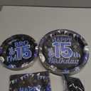 Grencian 96Pcs 15th Birthday Party Decorations for Boys Blue and Black 15th Birthday Plates Disposable Official Teen 15 Tableware for Teen Boy Im 15 Bro 15 Years Old Halloween Party Serves 24