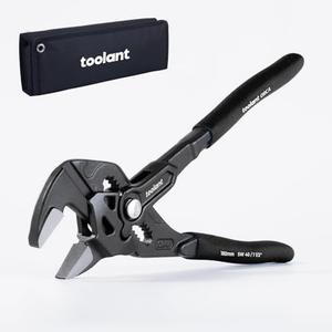 toolant 7-INCH Plier Wrench, CR-V Construction Adjustable Wrench With Pouch, Black Finish Smooth Jaw Pliers, Parallel Jaws with Comfortable Grips, Suitable for All Types of Nuts, Water Pipes, etc.