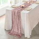 3 Pcs Dusty Pink Cheesecloth Table Runner, 35"120" Cheese Cloth Boho Gauze Rustic Sheer Table Runner, Table Decorations for Valentine'Day Wedding Bridal Baby Shower Birthday Holiday Home Decor