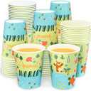 DYLIVeS Animal World Map Paper Cups, 100 Pack Jungle Safari Disposable Cups Woodland Atlantic Blue Ocean Cups Animals Birthday Party Supplies for Boys Baby Shower Birthday Party Decorations, 9 OZ