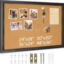 DOLLAR BOSS Cork Board for Office 30 X 20 Inches Cork Boards for Walls Bulletin Board, Decorative Hanging Pin Board Rustic Wooden Frame Vision Board Cork Notice Board for Office Home Decor, Black