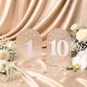 Willinglong Frosted Arch Table Numbers for Wedding Reception Table Numbers 1-10 Signs 5x7 with Pearl Stickers 3D Digital for Centerpiece Wedding Reception Decoration Party Anniversary Event