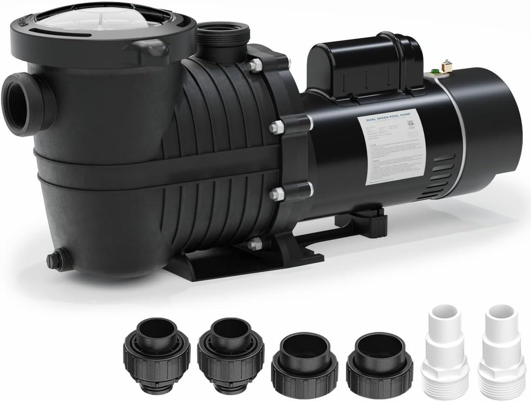 Pipopa 1.5hp Pool Pump Above Ground & Inground | Dual Voltage | 4500GPH Flow | 42ft Head Lift | Swimming Pool Pump for Above Ground & Inground Pools | 115V/230V AC 60HZ (115V/230V Dual Voltage, 1.5hp)