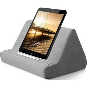 BZVV Soft Tablet Stand Pillow with Pocket,Adjustable 3 Viewing Angle,Lazy Holder for Bed Sofa,Compatible with iPads Tablets eReaders Smartphones Books Magazines (Dark Gray)