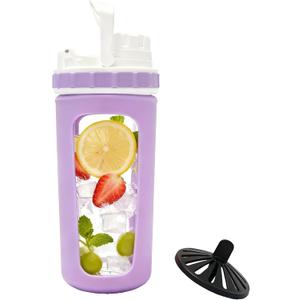 Glass Shaker Cup Odorless BPA Free– Glass Shaker Bottle for Protein 26oz Durable Borosilicate Glass, LeakProof & BPAFree – Ideal for Creamy Protein Shakes, Smoothies & Workout Drinks (Lilac)