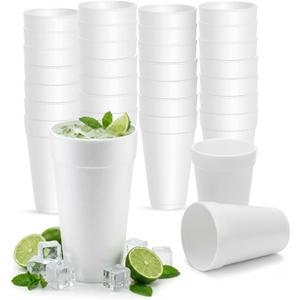 Concession Essentials 20 oz Foam Cups 100 Count Pack Insulated Disposable Cups for Hot & Cold Beverages Durable, Lightweight, Perfect for Coffee, Soda & Events, 20oz-Pack of 100ct