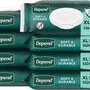 Depend XL Disposable Washcloths for Adults, 8 Flip-Top Packs, 42 Wipes Per Pack (336 Wipes Total)