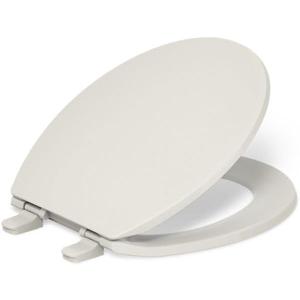KOHLER K-4775-47 Brevia Round Toilet Seat with Quick-Release Hinges And Quick-Attach Hardware For Easy Clean, Almond