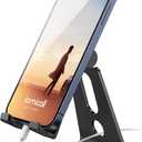 Lamicall Adjustable Cell Phone Stand, Desk Phone Holder, Cradle, Dock, Compatible with iPhone 17 16 15 14 Air Plus Pro Pro Max 13 12 X XS, 4-8" Phones, Office Accessories, All Smartphone, Black