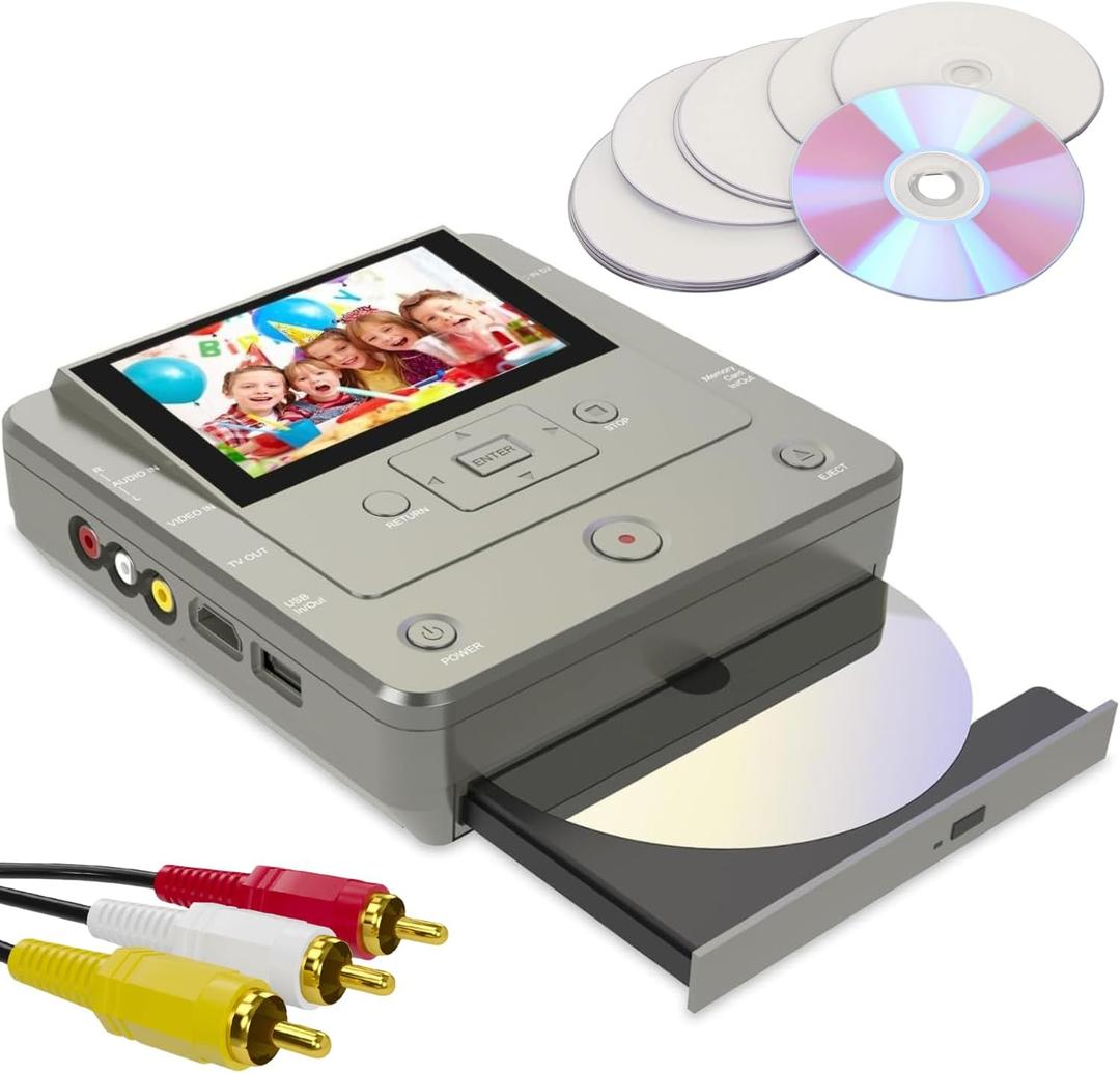 VHS to DVD Recorder, TV to USB Device or SD Card or HDD Recorder, Smart Phone WiFi to DVD/USB/SD/HDD Copy, WiFi APP Media RecorderComes with 10 Free DVD-R  (Medium Grey)