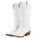 HISEA Rollda Cowboy Boots for Women, Cowgirl Boots, Comfortable Western Boots with Pointed Toe Stitched Embroidery for Country Concert Dancing Wedding Traveling Daily Outfits, Size 10
