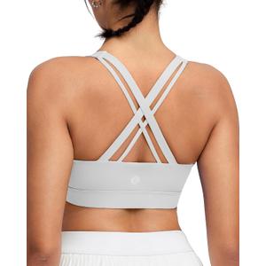 RUNNING GIRL High Impact Sports Bra for Women,Criss-Cross Back Top with Moulded Cups Womens Sports Bra High Support (Gray, M)