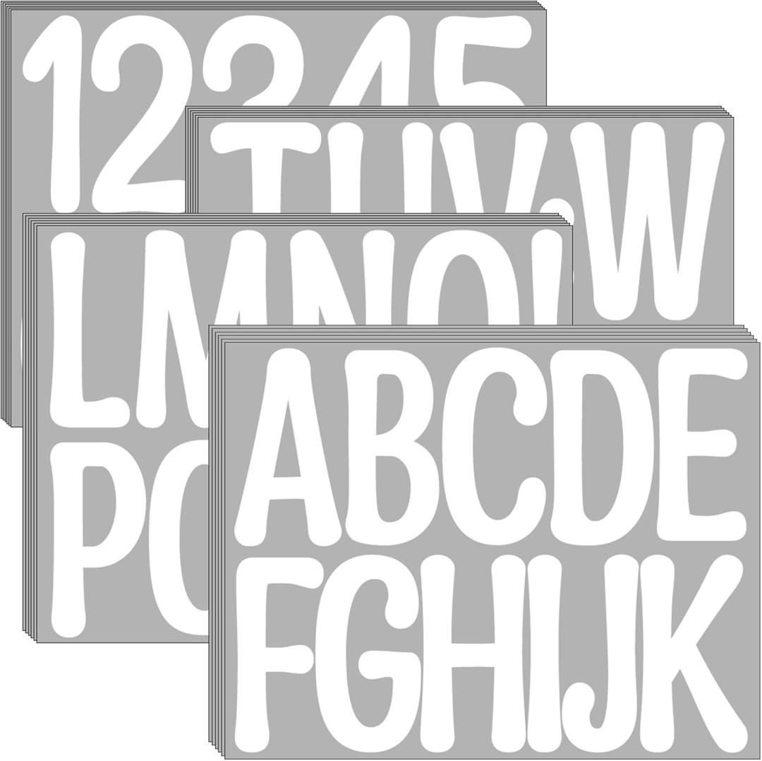 24 Sheets Large Letter Stickers 3 Inch 300 PCS Alphabet Number Letter Stickers Vinyl Self Adhesive Sticker Letters for Poster Bulletin Boards Window Door Mailbox Crafts Classroom Home Decor (White)
