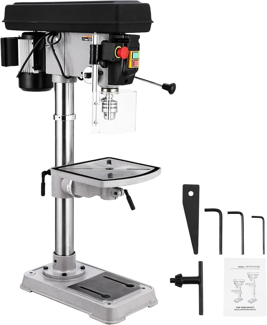 GarveeTech 15 in Benchtop Drill Press with Swing-away Safety Guard, 7.5 Amp 120V Pure Copper Motor, 288-3084 RPM Variable Speed, 0-45 Tilting Worktable, Tabletop Drilling Machine for Wood Metal