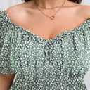 Womens Plus Size Dress Wedding Guest Cocktail Short Sleeve Stringy Selvedge V Neck Slit A Line Flowy Maxi Dresses (Green, XL)