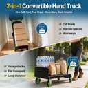 2-in-1 Folding Hand Truck & Dolly Cart, Convertible Hand Truck with Flat Platform, Quiet TPR Wheels, Lightweight 12.5lb, 264 lb Flat / 176 lb Upright Capacity, Compact Cart for Moving, Boxes & Luggage