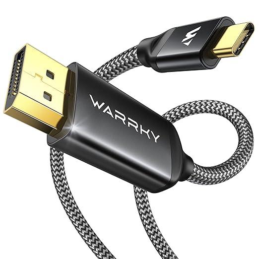 Warrky USB C to DisplayPort Cable 8K 60Hz [Gold-Plated Plug, Metal Case] 4K 240Hz, 2K 360Hz Type-C to Display Port 1.4 Cord, Thunderbolt 5/4/3 Compatible with MacBook Pro/Air, iPhone 17, iPad, Galaxy
