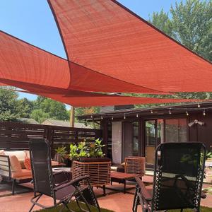LOVE STORY 10' x 10' x 14' Right Triangle Terra Red Sun Shade Sail Canopy UV Block Cover for Outdoor Patio Garden Backyard