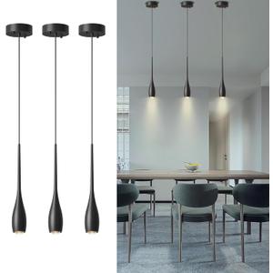 Black Pendant Lights Kitchen Island, Modern Pendant Light Fixtures, LED Hanging Light Over Sink for Bathroom, Bar, Dining Room, Bedroom3 Pack