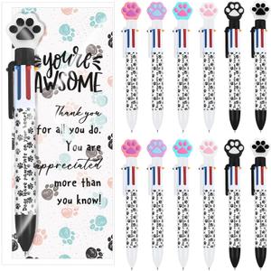 36 Sets Vet Tech Appreciation Gifts Include 6 in 1 Multicolor Dog Paw Pens with Cards Opp Bags Valentines Thank You Gifts for Veterinary Receptionist Week Coworker Pet Lover (Vivid Color) (orange, green, yellow, purple, blue, black)