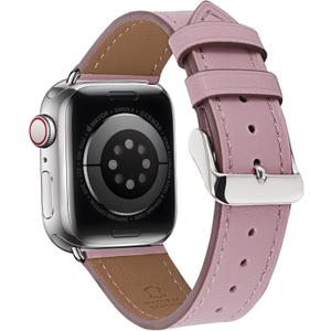 Premium Italy Leather Bands Compatible with Apple Watch Band 40mm 38mm 41mm 42mm 44mm 45mm 46mm 49mm, Soft Leather Watch Replacement Band for Watch Series Ultra SE 10 9 8 7 6 5 4 3 2 1 for Women Men (Lotus Pink)
