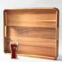 Large Wooden Ottoman Tray Great Rectangle Trays for Big Ottoman 22"x18" Coffee Table Tray for Kitchen Huge Wood Serving Tray with Round Corner for Living Room Decor Centerpiece Organizer