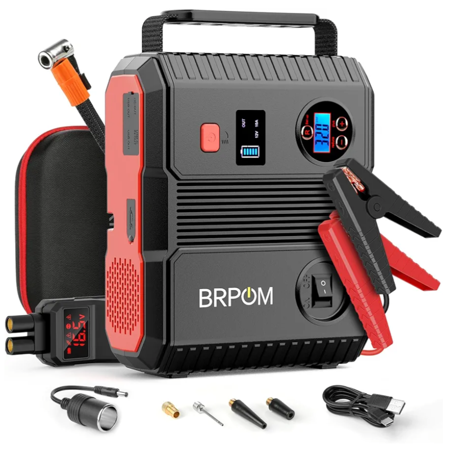 Car Jump Starter with Air Compressor, 150PSI 8000A Peak 24000mah (Up to All Gas or 8.0L Diesel Engine, 50 Times) Portable Jump Starter 12V Auto Battery Jump Pack QC 3.0 with 160W DC Out