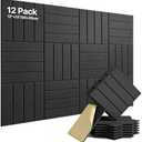 12 Pack Sound Proof Foam Panels for Walls, Self-Adhesive Acoustic Panels Sound Absorbing, 12" X 12" X 0.4" High Density Soundproof Wall Panels Tiles for Door, Ceiling, Home Office, Black