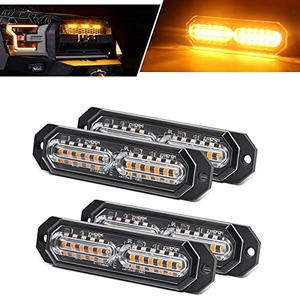 Led Grille Lights for Trucks, 12 Amber Led, Upgraded Waterproof Emergency Surface Mount Grill Strobe Light, Mini Warning Flashing Bar for Dodge Ford Toyota Tacoma Truck