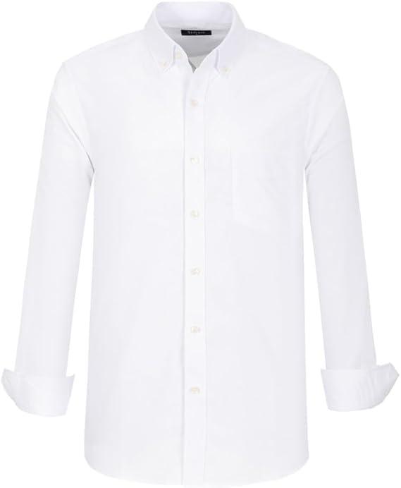 Oxford Shirts for Men Long Sleeve Mens Dress Shirts Casual Button Down Shirts with Front Pocket Amercian Regular Fit Size 3XL