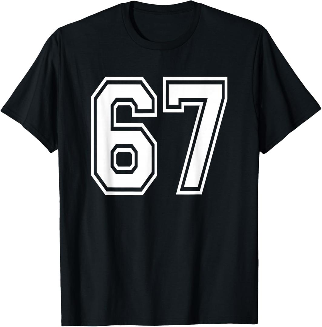 Number 67 Numbered Uniform Sports Jersey Team 67th Birthday T-Shirt XL