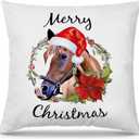 Mingnei Merry Christmas Horse Throw Pillow Covers Couch Home Cushion Cover, Funny Christmas Farm Horse Hat Sofa Living Room Bed Decorative Pillow Cases 18 x 18 Pillowcase