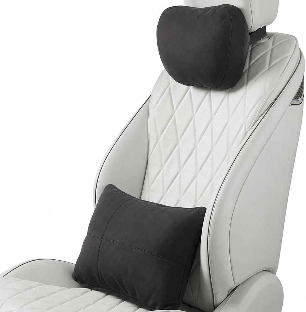 2 PCS Car Pillow for Driving Seat Soft Suede Headrest Neck & Lumbar Support
Universal Fit,Pain Fatigue Relief,Comfortable Plush,Elastic Adjustable Strap,Travel Sleep,Breathable Machine Washable Cover