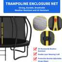 Top Ring Trampoline Enclosure Net Replacement-for 12ft 8 Curved Poles Top Ring System, 12' Round Safety Net Only, Trampoline Accessories with Protection Buckles Adjustable Straps Zipper, Black