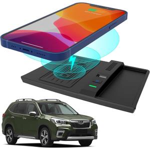 Wireless Charger for Subaru Forester 2024 2023 2019 2020 2021 2022,for Subaru Crosstrek Accessories 2018-2023,for Subaru Impreza 2017-2023 Center Console Organizer Wireless Charging
