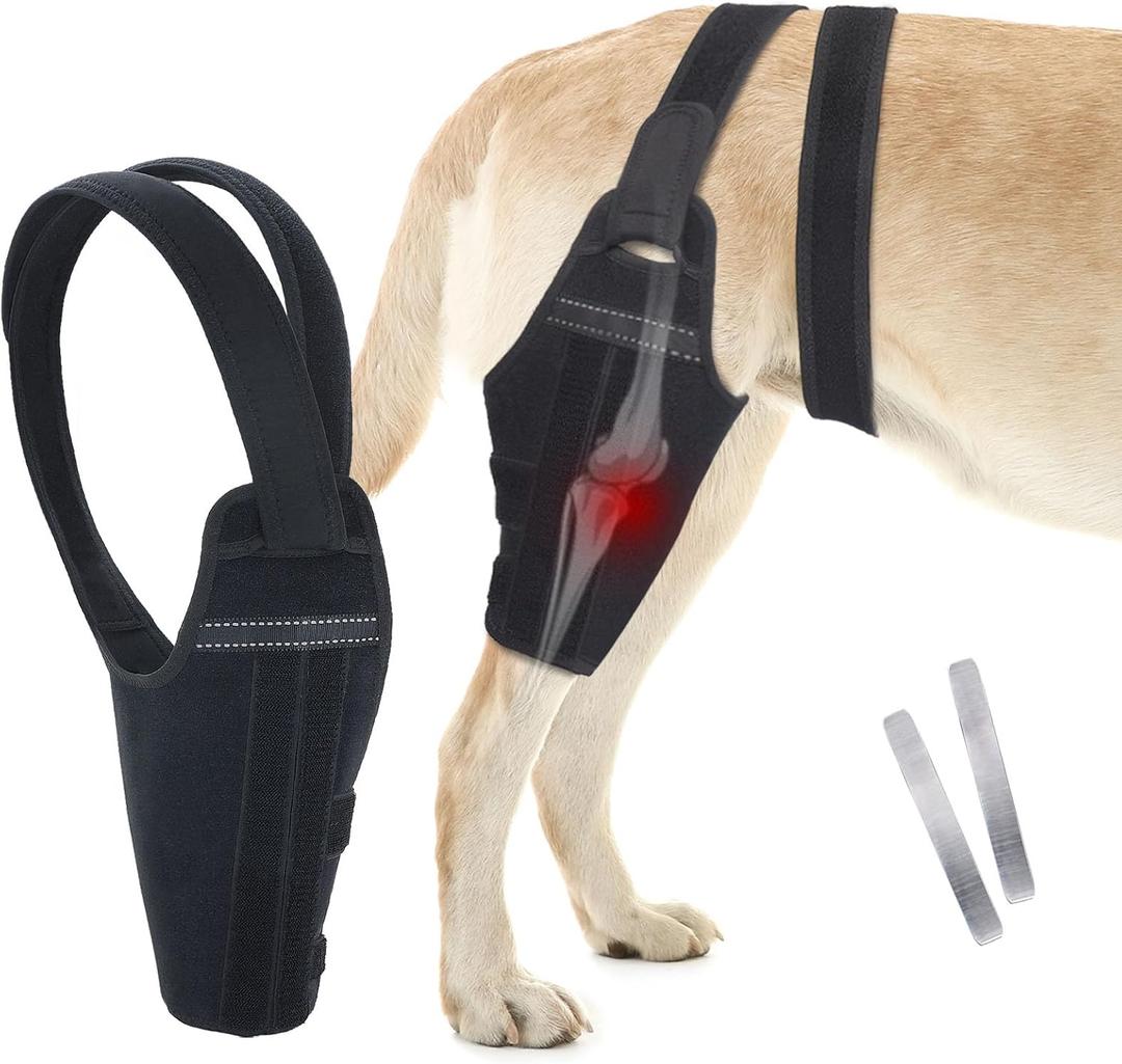 Dog Knee Brace for Torn ACL Hind LegAdjustable Support Dog Leg Brace for Back Leg for Luxating Patella, Ligament Injuries, CCL, Reduces Pain for Small Dogs (Black, Right Leg, S)
