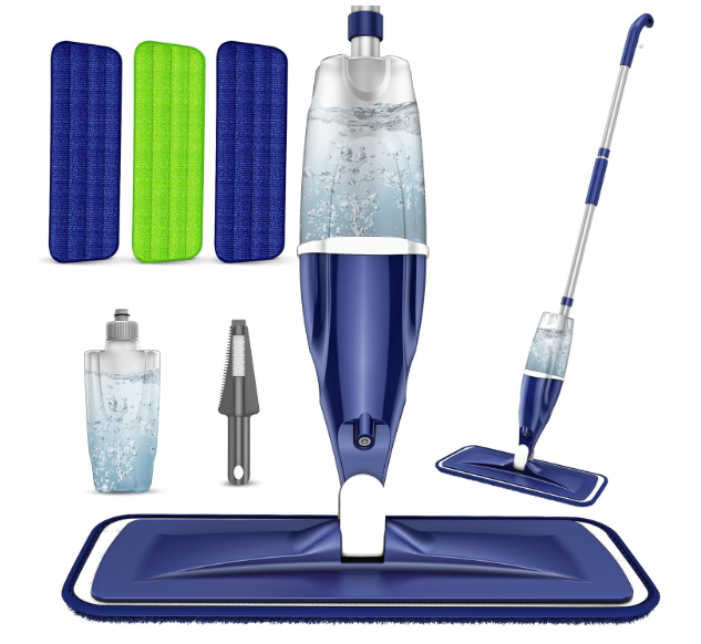 Microfiber Spray Mop for Floors Cleaning: Wet Dry Hardwood Floor Mops with 3 Washable Reusable Pads for Swiffer Powermop  Flat Mop with Sprayer for Tile Wood Laminate Vinyl Marble