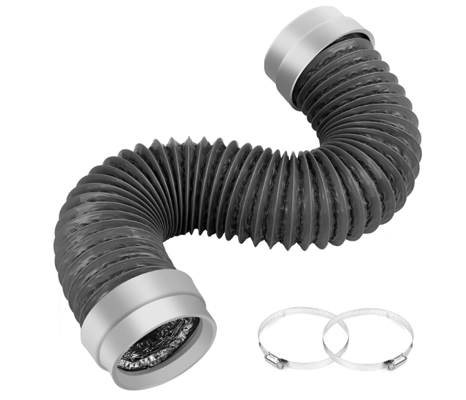 3FT Dryer Vent Hose 4 Inch, Heavy Duty 6Layer Flexible Aluminum Dryer Duct with Rubber Seal Connectors, Heat Resistant EasyInstall Dryer Exhaust Hose for Tight Spaces, Universal Dryer Vent Kit