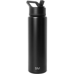 Simple Modern Water Bottle with Straw Lid | Vacuum Insulated Stainless Steel Metal Thermos | Reusable Leak Proof BPA-Free Flask for Sports Gym | Summit Collection | 30oz, Midnight Black
