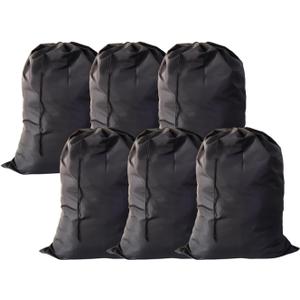 Extra Large Laundry Bag 6 Pack, Travel Laundry Bags with Drawstring Closure, 30"x40", for college, dorm and apartment dwellers (6Pcs Black)