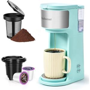 K Cup Coffee Maker. Pod Coffee Machine 14 Oz，Ground Coffee Maker (Mint)