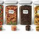 Melovom 4 Pcs Large Pop Airtight Food Storage Containers Set with Lids, 4.2Qt/4L Food Containers with Scoop, Kitchen Pantry Organization and Storage, BPA Free Stackable Cereal Container (4 * 4.2Qt)