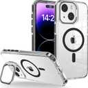 for iPhone 15 Plus Case, [Compatible with MagSafe], Magnetic Kickstand Case for Women Girls, Case for iPhone 15 Plus, 6.7", Clear Black