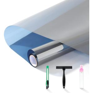 FuFin One-Way Window Privacy Film with Free Installation Tools,Premium PET Material,Heat Control 99% UV Blocking and Privacy Protection Window Film.Window Tint for Home Office (Blue 17.5"78.7")