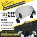 Motorcycle Universal 37cm Windshield Extension Adjustable Clip Wind Deflector for Kawasaki Yamaha Harley Suzuki Buell Triumph Ducati Aprilia Spoiler Windscreen,Smoke