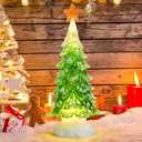 WONDER GARDEN Light Up Christmas Tree, 12 Acrylic Christmas Tree Snow Globe, Battery Operated Water Swirling Glitter Led Lights Christmas Decorations Figurines for Indoor for Tabletop