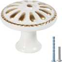 White Cabinet Knobs for Kitchen Farmhouse Drawers Cabinet Knobs Vintage Round Boho Knobs for Dresser Drawers Pull Handle Knobs with Screws for Door Bathroom Ceramic Cabinet Hardware 20 Pack